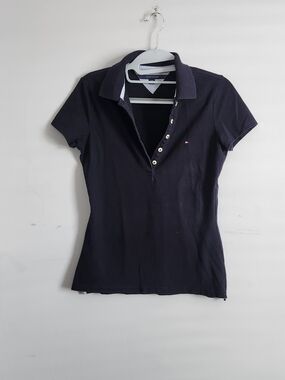 Tommy Hilfiger Women's Dark Navy Button-Down Polo Shirt